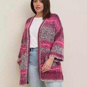 Torrid Womens Spacedye Cardiagn Sweater Open Front Size 3X Long Dark Academia